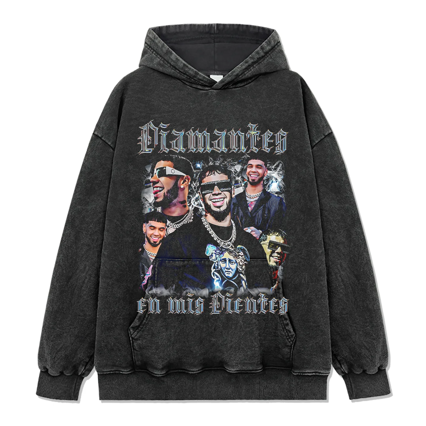 Diamantes En Mis Dientes By Anuel Aa Hoodie - Image 2