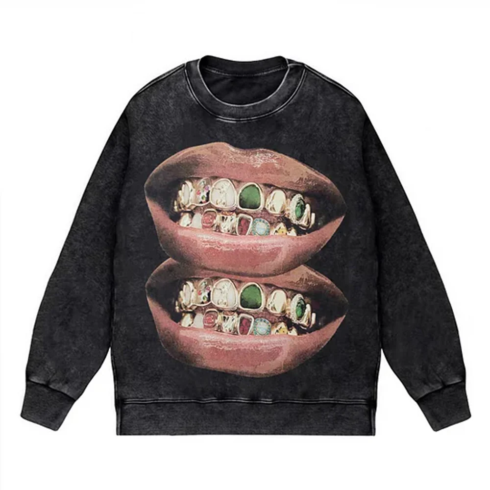 Exclusive Fashion Gold & Jade Grills Lip Print Tee - Image 6