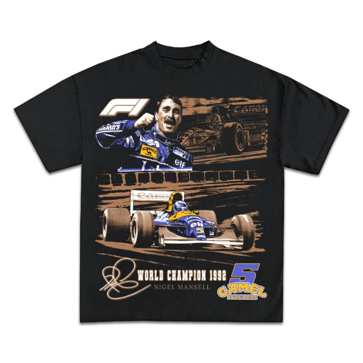 Nigel Mansell 1992 World Champion Back Design Graphic TEE - Image 2