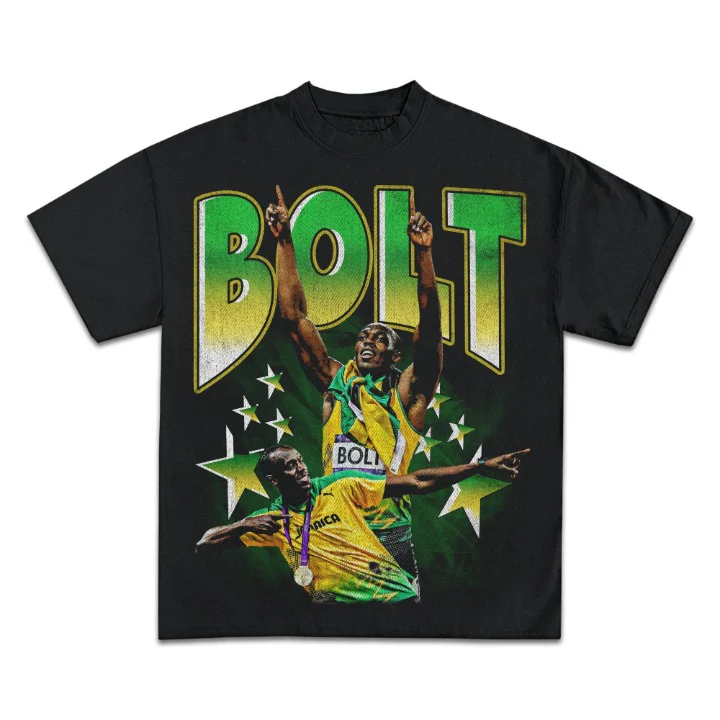 Usain Bolt Back Design Graphic TEE - Image 2